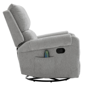 English Elm Manual Recliner Swivel Rocker Massage Chair Chenille Nursery and Living Room Seat Grey N763P347287E