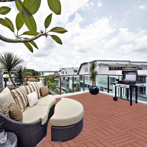 English Elm Plastic Interlocking Deck Tiles Hardwood Look Waterproof Patio Pool Outdoor 44 Sqft W2882P204558