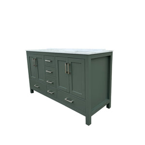English Elm 60" Double Sink Vanity Solid Wood Cabinet Carrara Marble Top Brown Oak Finish T3785P442238