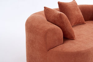 English Elm Crescent-shaped Chenille Loveseat Low Profile Curved Sofa for Modern Living Rooms Orange W5188P450357