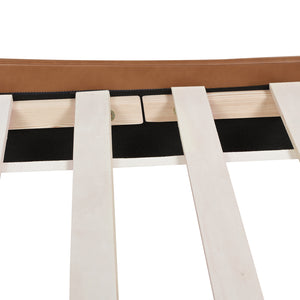 English Elm Jennifer Taylor Home - Aspen Vertical Tufted Headboard Bed Set - King, Caramel Tan Faux Leather For Modern Bedroom Elegance B2719P238521