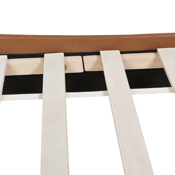 English Elm Jennifer Taylor Home - Aspen Vertical Tufted Headboard Bed Set - King, Caramel Tan Faux Leather For Modern Bedroom Elegance B2719P238521