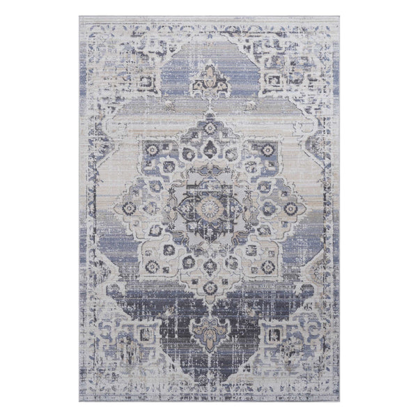 English Elm Loom & Luxe 8X10 Cream/Blue Medallion Rug – Stylish, Stain-Resistant, And Pet-Friendly For Any Room B335P289529