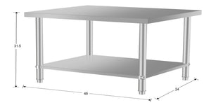 English Elm 48''*24'' Stainless Steel Commercial Prep Table with Under Shelf for Professional Kitchens W3167P303183