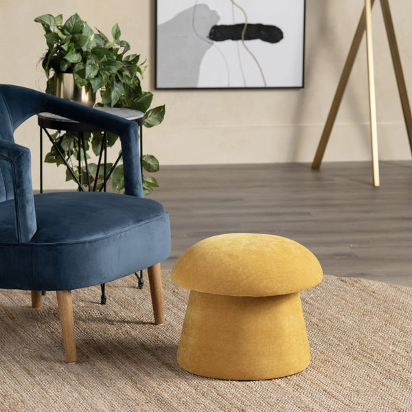 Crestview Collection Modern Mushroom-inspired Ottoman With Hidden Storage - Stylish Spice Yellow Accent For Any Room Yellow Solid Wood Evfzr3908spc