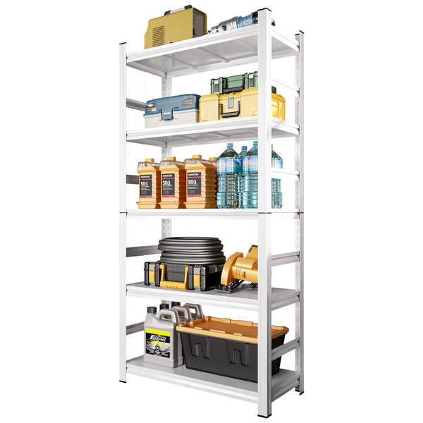 English Elm 71" Five-tier Heavy Duty Shelving Unit 2000lb Bolt-free Garage Storage White W1831P419876