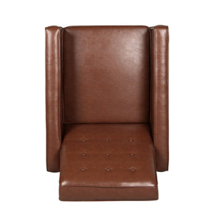 English Elm Christopher Knight Home® - Fabric Recliner Chair Mid-Century Modern Pushback Single Sofa with Tufted Cushion, Birch Legs, Cozy Comfort Light Brown 60741.00PUCOGN