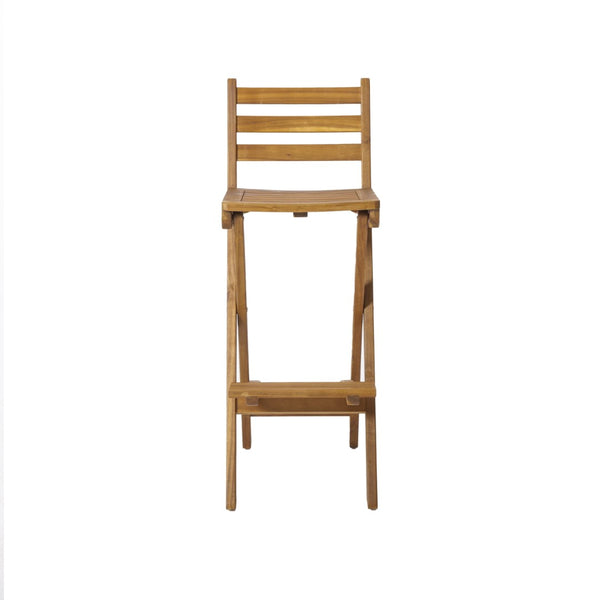 English Elm Outdoor Acacia Folding Barstools Solid Wood Teak Finish Weather Resistant Set of 2 N772P387172B