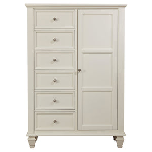 English Elm Vallauris Cream White 8-Drawer Chest with Cabinet & Felt-Lined Top Drawer, Coastal Hardwood Storage Elegance B062P340642
