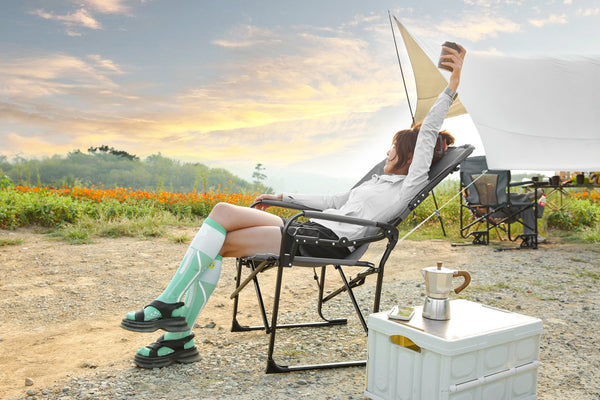 English Elm Camping Director Chair with Side Table, Cup Holder & Mesh Back, Heavy-Duty Folding Seat for Outdoor Events Gray W640P224440