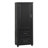 English Elm Tall Bathroom Storage Cabinet, Freestanding Storage Cabinet With Two Drawers and Adjustable Shelf, Mdf Board With Painted Finish, Black