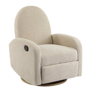 English Elm 360 Swivel Glider Recliner with Solid Wood Base Contemporary Upholstered Lounge Chair Almond N771P363407V