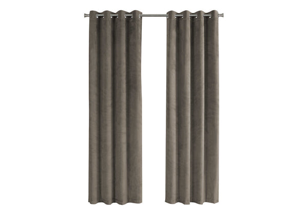 English Elm Curtain Panel Set Of 2, 54" W X 95" L, Modern Taupe Velvet, Room Darkening For Living Room & Bedroom B2710P218776