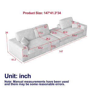 English Elm 114.5'Modern Corduroy Modular sofa with reversible chaise, slow-rebound foam cushions and versatile L-shape seating Beige W834S00456