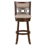 Jaisyn Padded Bar Stool w/ Footrests & 360° Swivel | Beige/Brown Polyester | 18.90x15.57x44.84