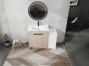 English Elm 42 Inch Freestanding Bathroom Vanity With Ceramic Sink, Soft-Close Doors & Ample Storage Space W999S00304