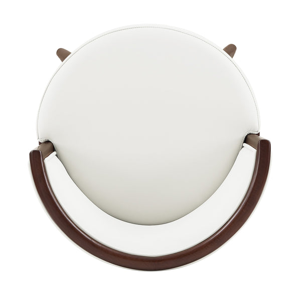 English Elm Evalyn Commercial White Leatherette Barstool with Beech Wood Legs, Foam-Padded Seat & Steel Footrest B365P398035