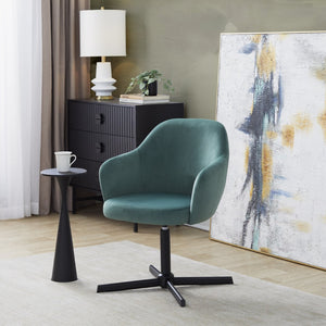 English Elm Swivel Accent Chair Silver Velvet Seat Gold X Pedestal Base Glam Living Room Black+Green B202P471328