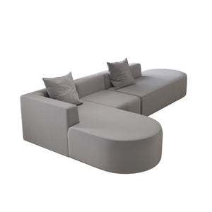 English Elm L Shaped Modular Sectional Sofa - 110" Grey Corduroy Couch With Movable Ottoman For Ultimate Comfort W3670S00003
