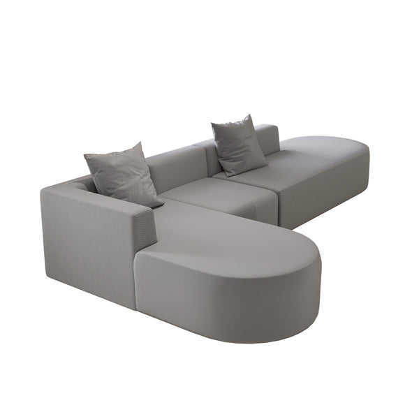 English Elm L Shaped Modular Sectional Sofa - 110" Grey Corduroy Couch With Movable Ottoman For Ultimate Comfort W3670S00003