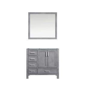 English Elm Distressed Grey Bath Vanity 36" W x 22" D Right Offset with 34" Mirror, Wood, Storage & Ready B2731S00511