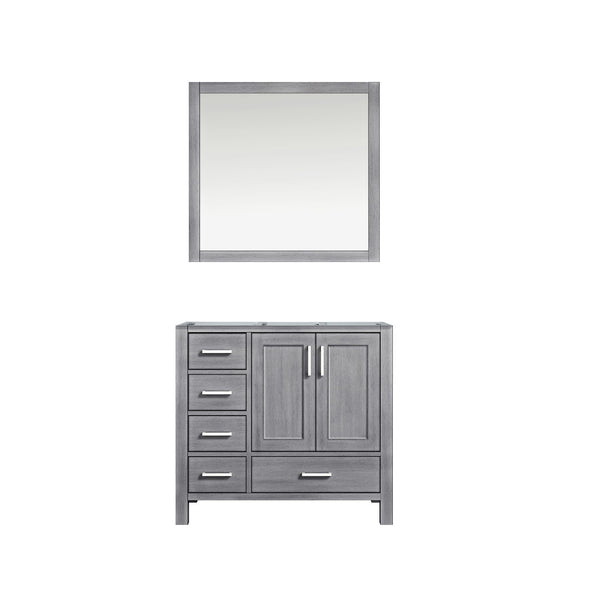 English Elm Distressed Grey Bath Vanity 36" W x 22" D Right Offset with 34" Mirror, Wood, Storage & Ready B2731S00511