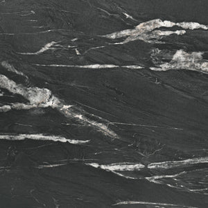 English Elm Bellingham Black Faux Marble Dining Table with Self-Storing Extension Leaf and Splayed Legs, Versatile Elegance B062P354064