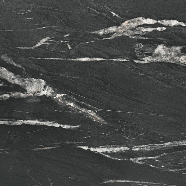 English Elm Bellingham Black Faux Marble Dining Table with Self-Storing Extension Leaf and Splayed Legs, Versatile Elegance B062P354064