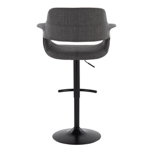 English Elm Vintage Vintage Flair Mid-Century Adjustable Swivel Barstool Set of 2 in Charcoal Fabric, Black Metal Base with T-Footrest, Height Adjustable, Retro-Modern Chic B202S01060
