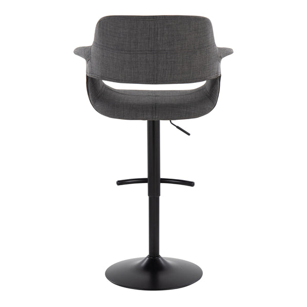 English Elm Vintage Vintage Flair Mid-Century Adjustable Swivel Barstool Set of 2 in Charcoal Fabric, Black Metal Base with T-Footrest, Height Adjustable, Retro-Modern Chic B202S01060