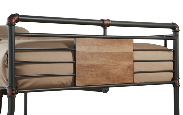 English Elm Brantley Sandy Black & Dark Bronze Hand-Brushed Finish Queen/Queen Convertible Metal Bunk Bed with Slat System Black 85 L x 22 W x 7 H B2726S00511