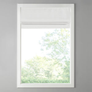 JLA Home Madison Park - Basketweave Cordless Room-Darkening Roman Shade with Thermal Foam Backing for Energy Savings and Privacy White MP40-7225