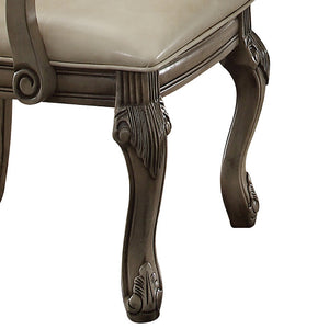 English Elm Antique Arched Back Arm Chairs Set of 2 with Welt-Trim Cushions, Queen Anne Floral Wood Legs, Cream Elegance B062P189080