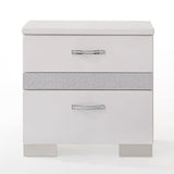 English Elm White High Gloss 3-Drawer Nightstand