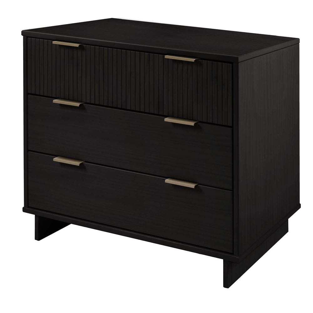 English Elm Granville 38" Dresser In Black - Elegant Solid Wood Design With 3 Drawers & Glam Gold Accents B365S00075