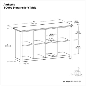 English Elm Amherst White Solid Wood Console Table with Eight Open Cubbies for Entryway or Living Room B136P481645