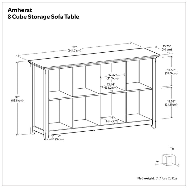 English Elm Amherst White Solid Wood Console Table with Eight Open Cubbies for Entryway or Living Room B136P481645