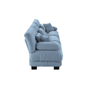 English Elm 3-Seater Cloud-Comfort Modular Sectional Sofa with Plush Chenille Upholstery and Deep Support for Home Living Rooms Blue W714S01082