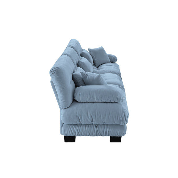 English Elm 3-Seater Cloud-Comfort Modular Sectional Sofa with Plush Chenille Upholstery and Deep Support for Home Living Rooms Blue W714S01082