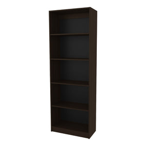 English Elm Stained Walnut Bookcase - Elegant 5-Shelf Open Storage Solution For Timeless Home Décor And Organization B062P323167-GIGA