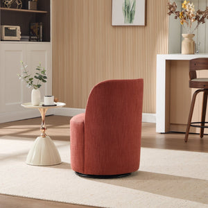 English Elm Set Swivel Barrel Accent Chair Armless Linen Upholstered Compact Seat for Dining Vanity Bedroom Orange W3244P454057
