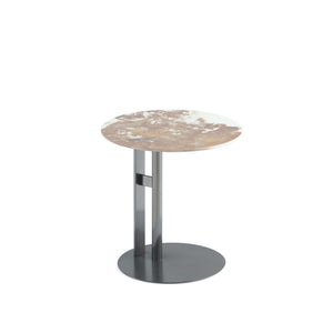 English Elm Alondra Modern End Table With Sintered Stone Top & Black Stainless Steel Base For Chic Spaces B365S00099