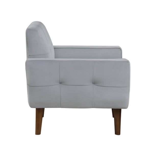 English Elm Gray Accent Chair Velvet Tufted Upholstered Seat with Cushioned Back, Modern Living Room Accent B011P283267
