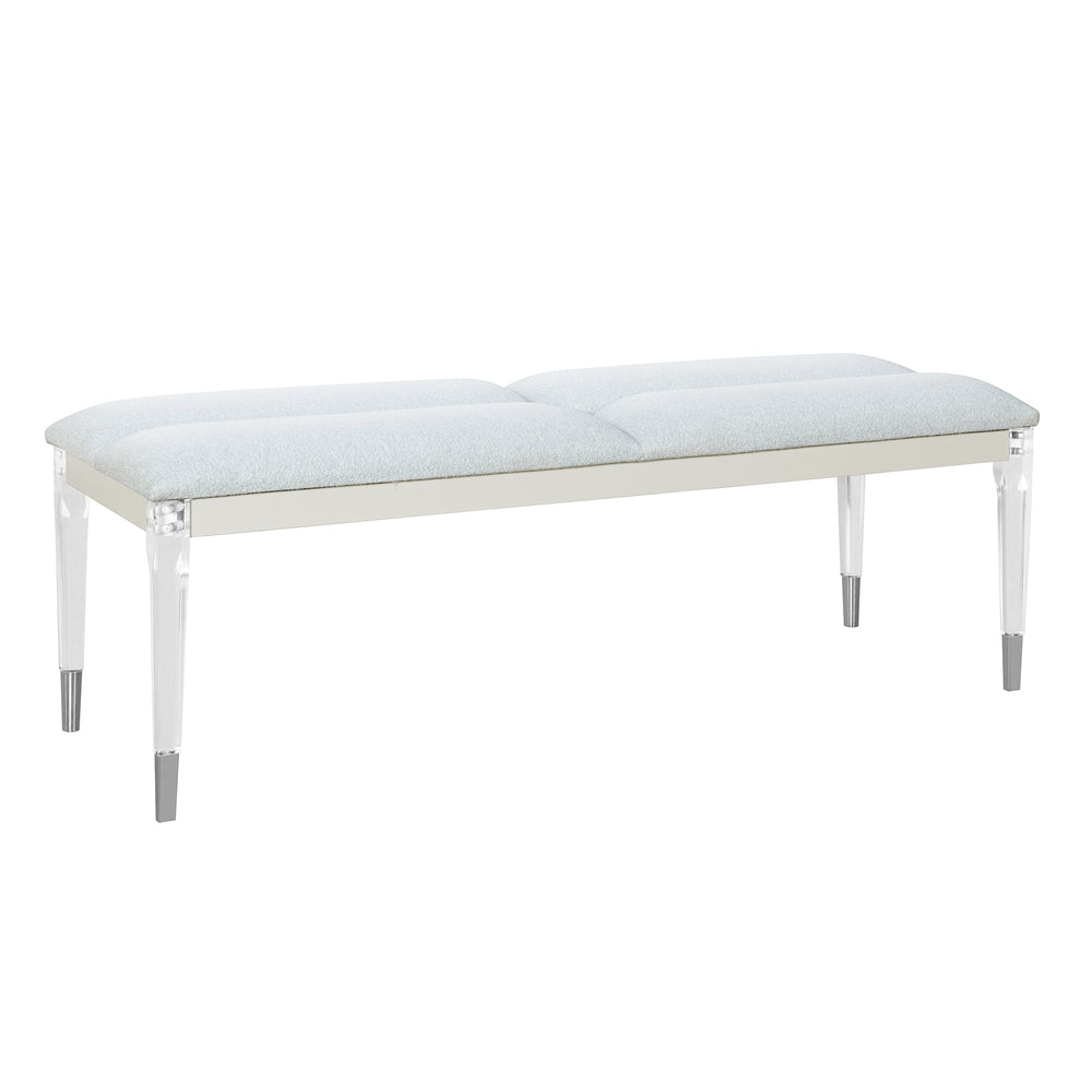 English Elm URIUNI Champagne Gold Bedroom Bench with Acrylic Legs, Plush Seat, Solid Wood Frame, Silver Tips B201P299038