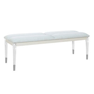English Elm URIUNI Champagne Gold Bedroom Bench with Acrylic Legs, Plush Seat, Solid Wood Frame, Silver Tips B201P299038