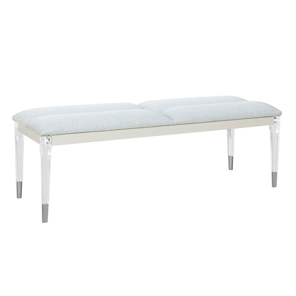 English Elm URIUNI Champagne Gold Bedroom Bench with Acrylic Legs, Plush Seat, Solid Wood Frame, Silver Tips B201P299038