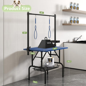 English Elm 36''large Folding Dog Grooming Table with Arm Noose Mesh Tray for Home Pet Care W3587P358723
