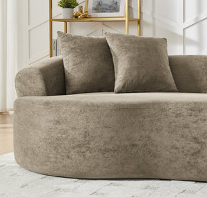 English Elm Modern Chenille Cloud Sectional Sofa Curved 4 Seat Living Room Couch Ready to Use Light Brown W1413S00133