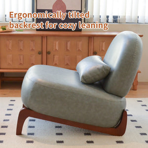 English Elm Cute Faux Leather Armless Accent Chair Solid Wood Legs Cushioned Seat Modern Blue W2105P440973
