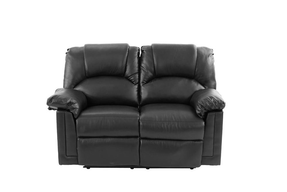 English Elm Motion Loveseat sleek bonded leather reclining sofa with solid wood frame and metal mechanism, luxe comfort for contemporary living spaces Black 57 L x 30 W x 26 H B011P205230